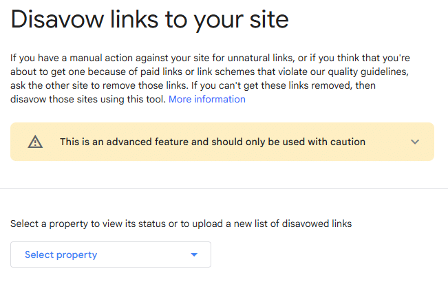 Google Disavow Tool Page