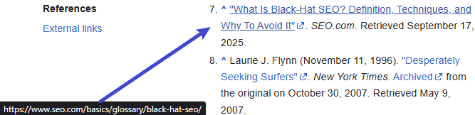 Wikipedia Reference Backlinks